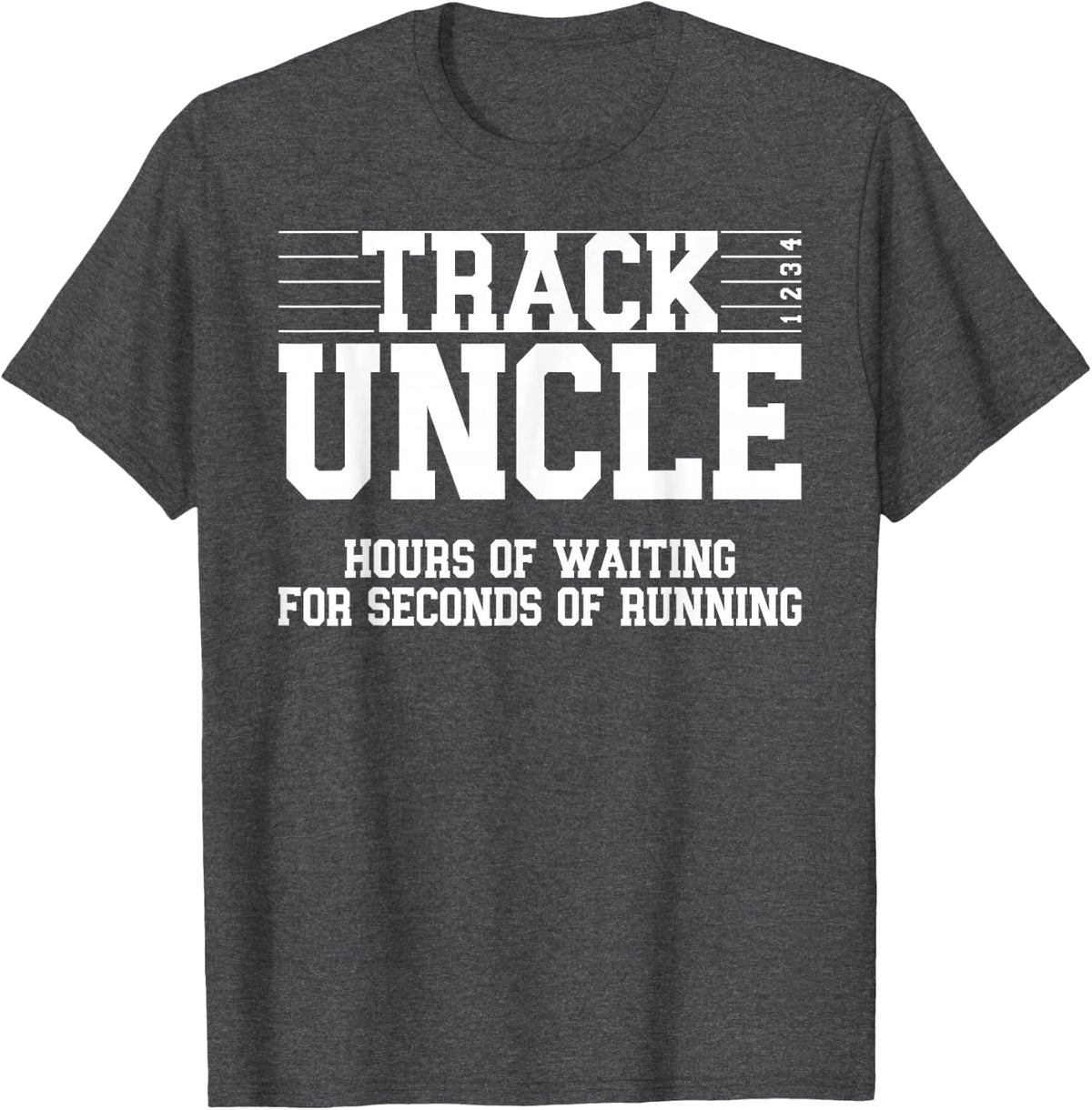 Funny Track Uncle of A Track and Field Athlete Uncle T-Shirt - Dark Heather Grey