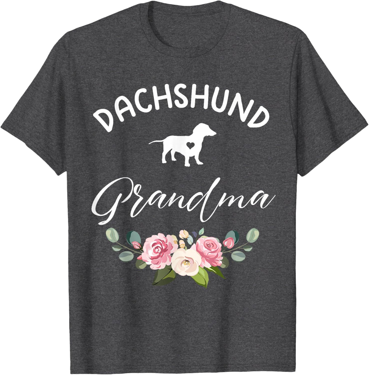 Dachshund Dog Grandma Silhouette Mother's Day T-Shirt - Dark Heather Grey