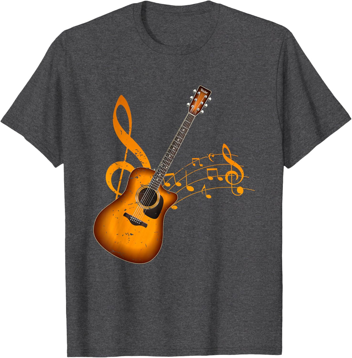 Acoustic Guitar Shirt Guitarist Musician Gift T-Shirt - Dark Heather Grey