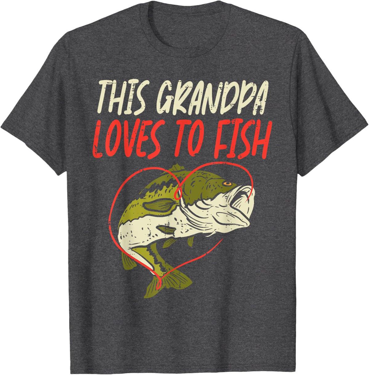 This Grandpa Loves To Fish Bass Fishing Family Matching Gift T-Shirt - Dark Heather Grey