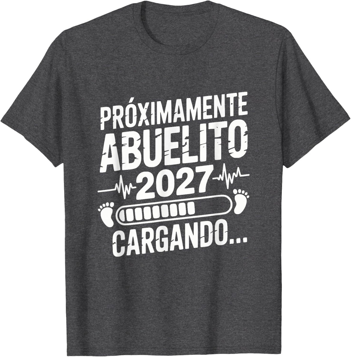 Proximamente Abuelito 2027 Cargando Anuncio Embarazo T-Shirt - Dark Heather Grey