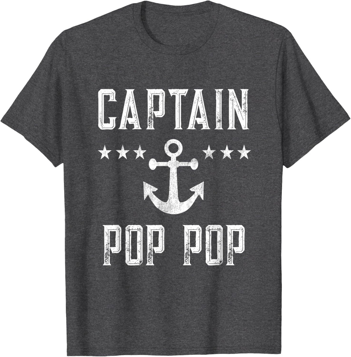Personalized Captain Pop Pop Boating Retro Boat Anchor T-Shirt - Dark Heather Grey