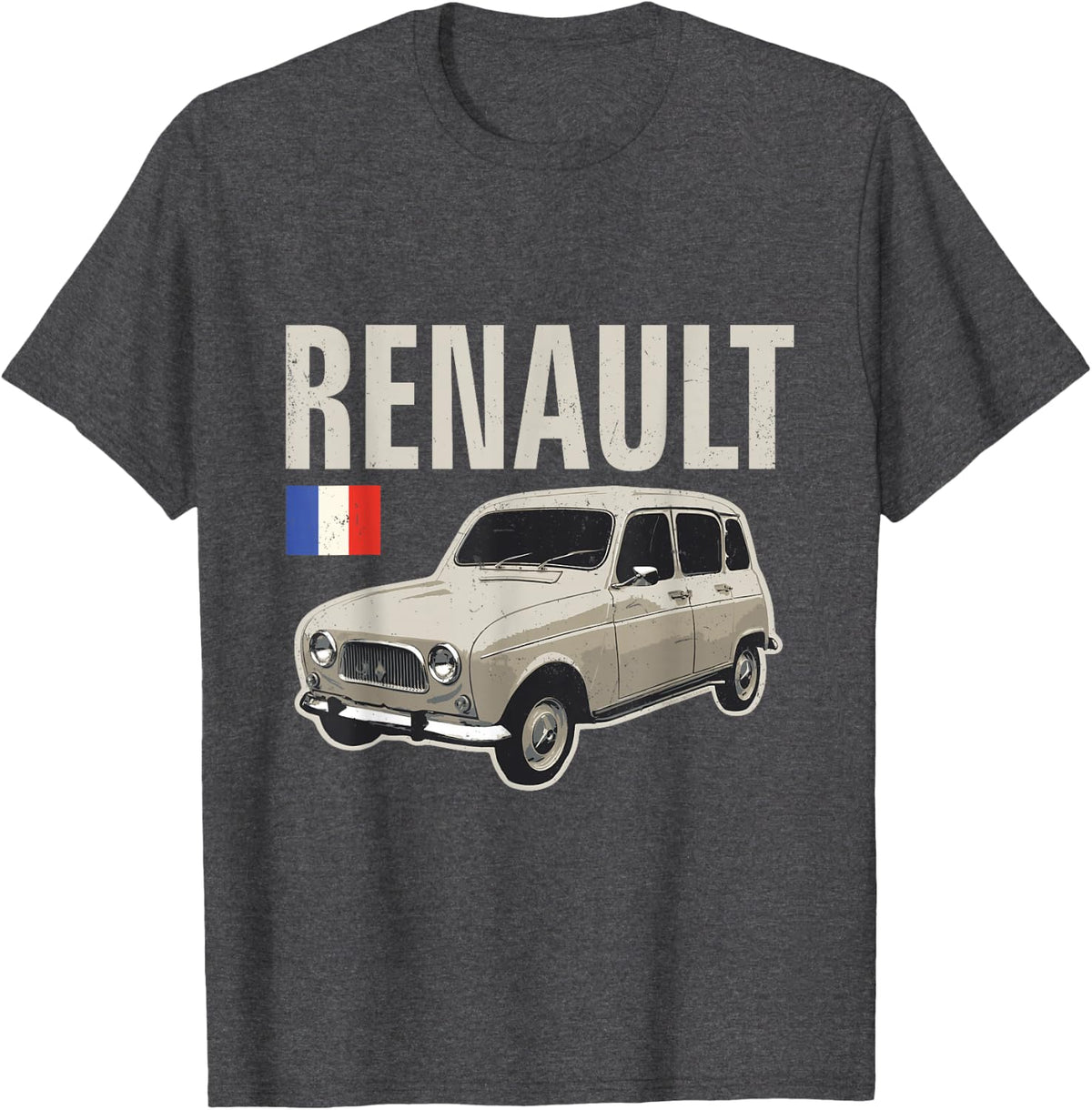 Renault 4 French Vintage Classic Car Retro T-Shirt - Dark Heather Grey