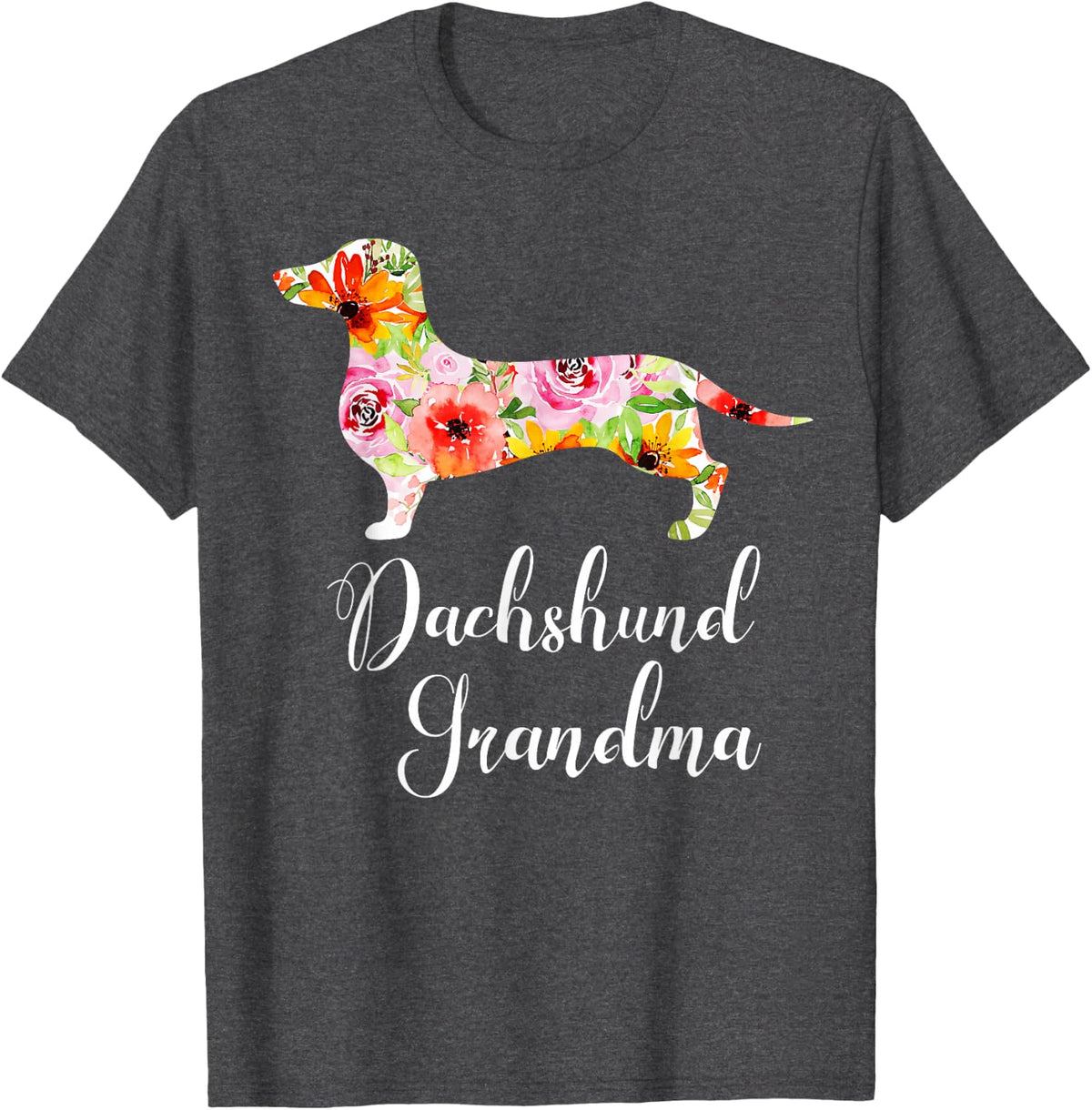 Dachshund Grandma Funny Doxie Lover Grandmother Novelty Gift T-Shirt - Dark Heather Grey