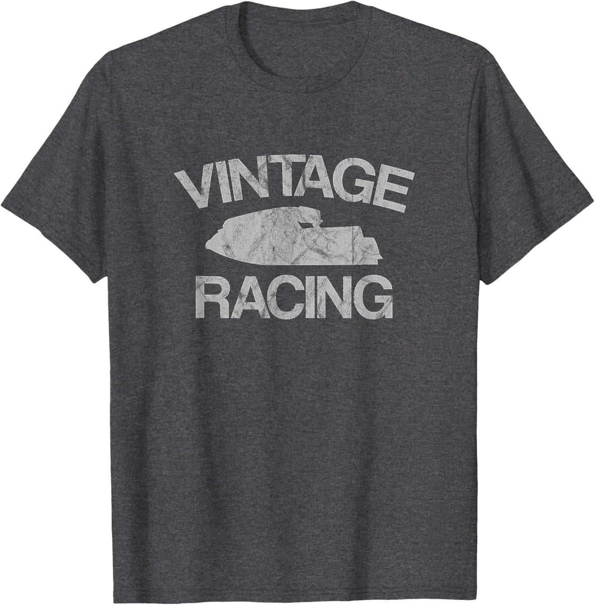 Vintage Racing Jet Watercraft Distressed T-Shirt - Dark Heather Grey