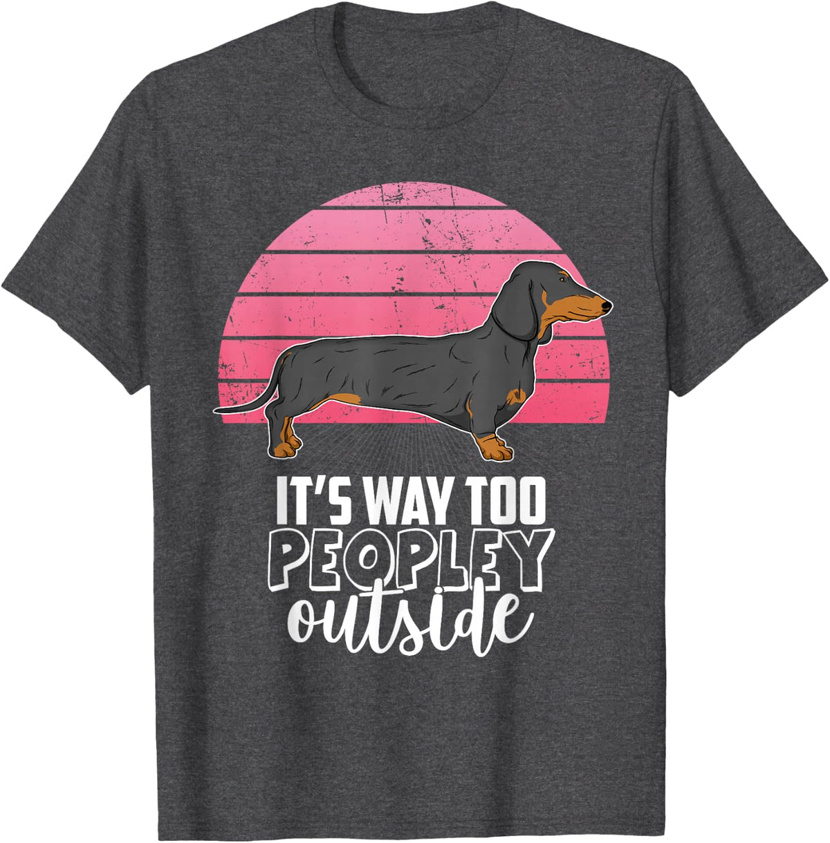 Dachshund Wiener Doxen Dog Vintage T-Shirt - Dark Heather Grey