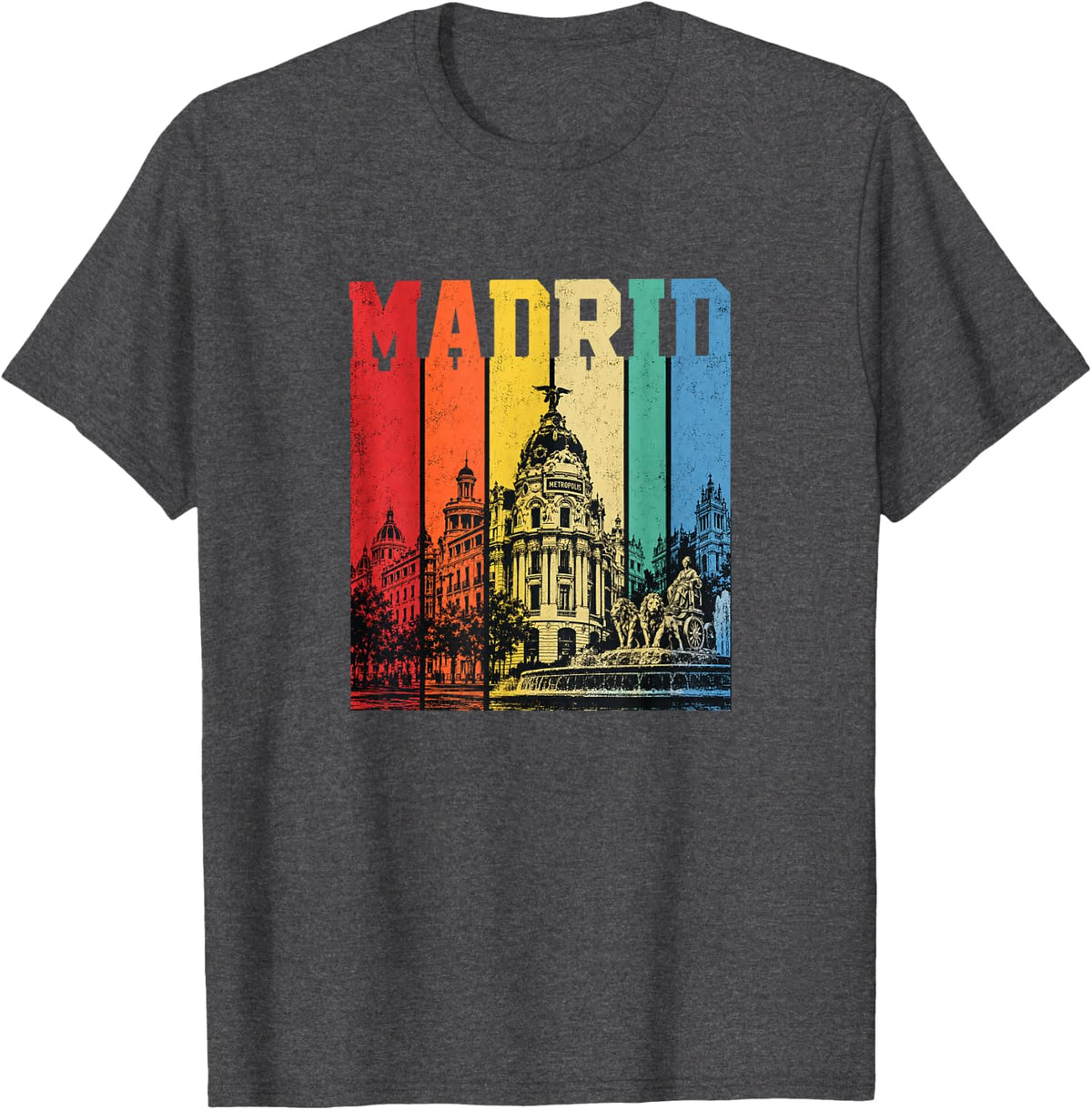 Spain Madrid Spanish Souvenir España Flag Reminder T-Shirt - Dark Heather Grey