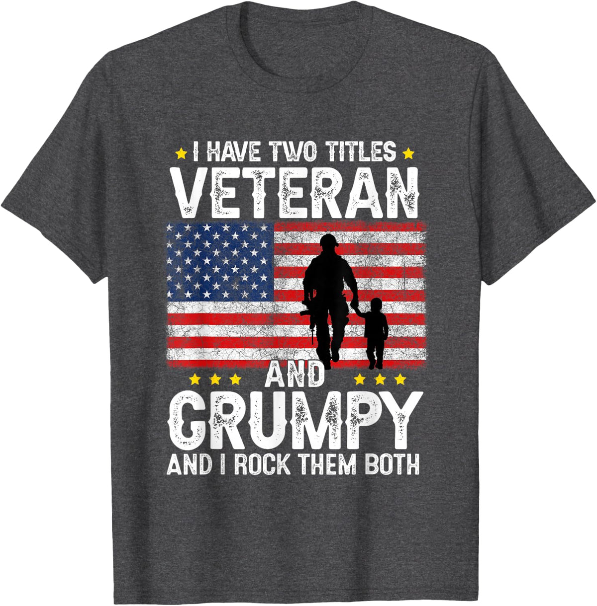 Mens Veteran Grandpa Grumpy Fathers Day Veteran Funny T-Shirt - Dark Heather Grey