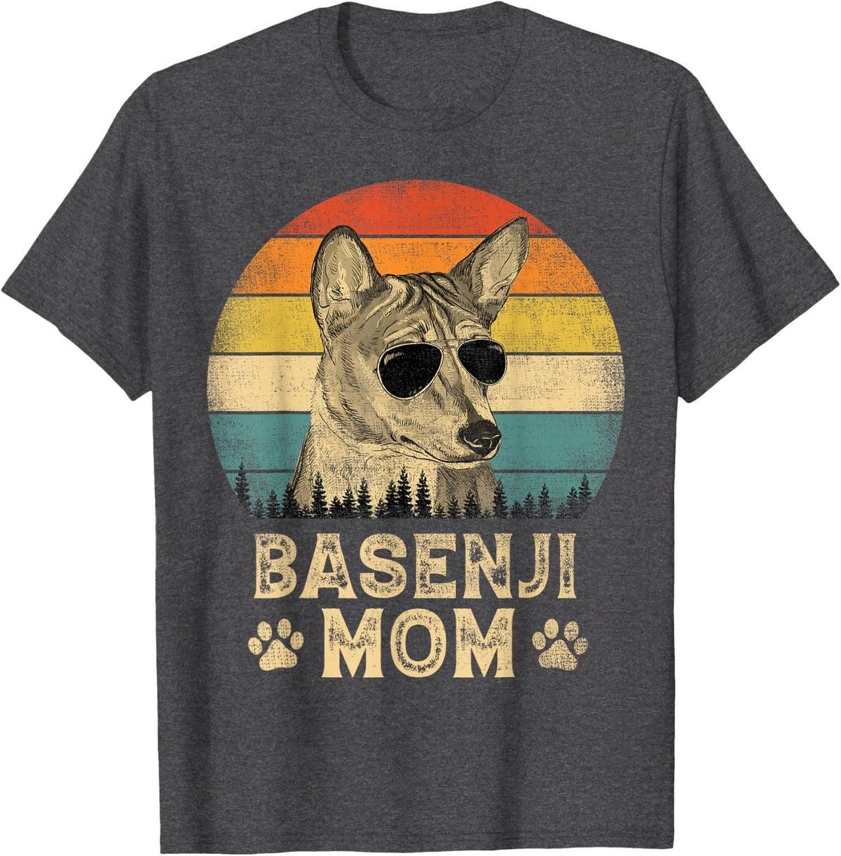 Vintage Basenji Mom Dog Lovers Tees T-Shirts Mothers Day Gift For Women - Dark Heather Grey