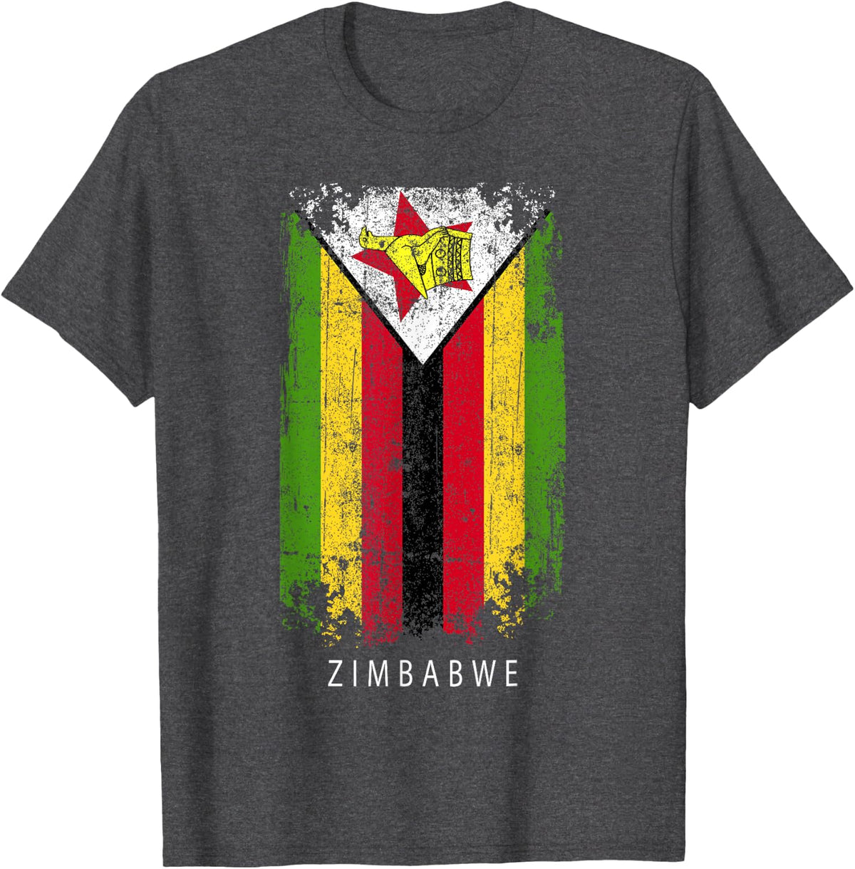 Zimbabwe Souvenir Design - Country Flag Zimbabwe T-Shirt - Dark Heather Grey