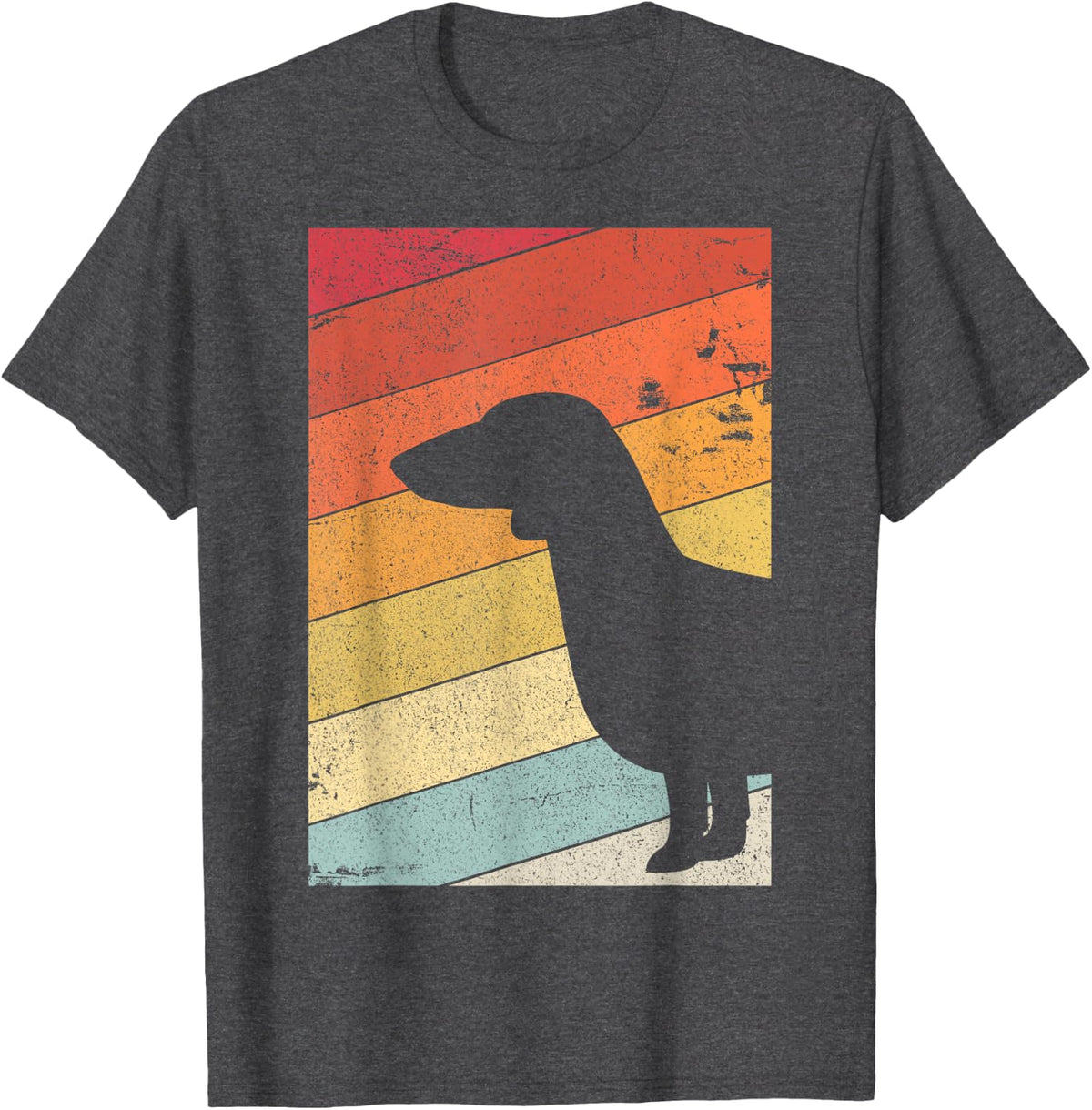 Dachshund Shirt. Retro Style T-Shirt - Dark Heather Grey