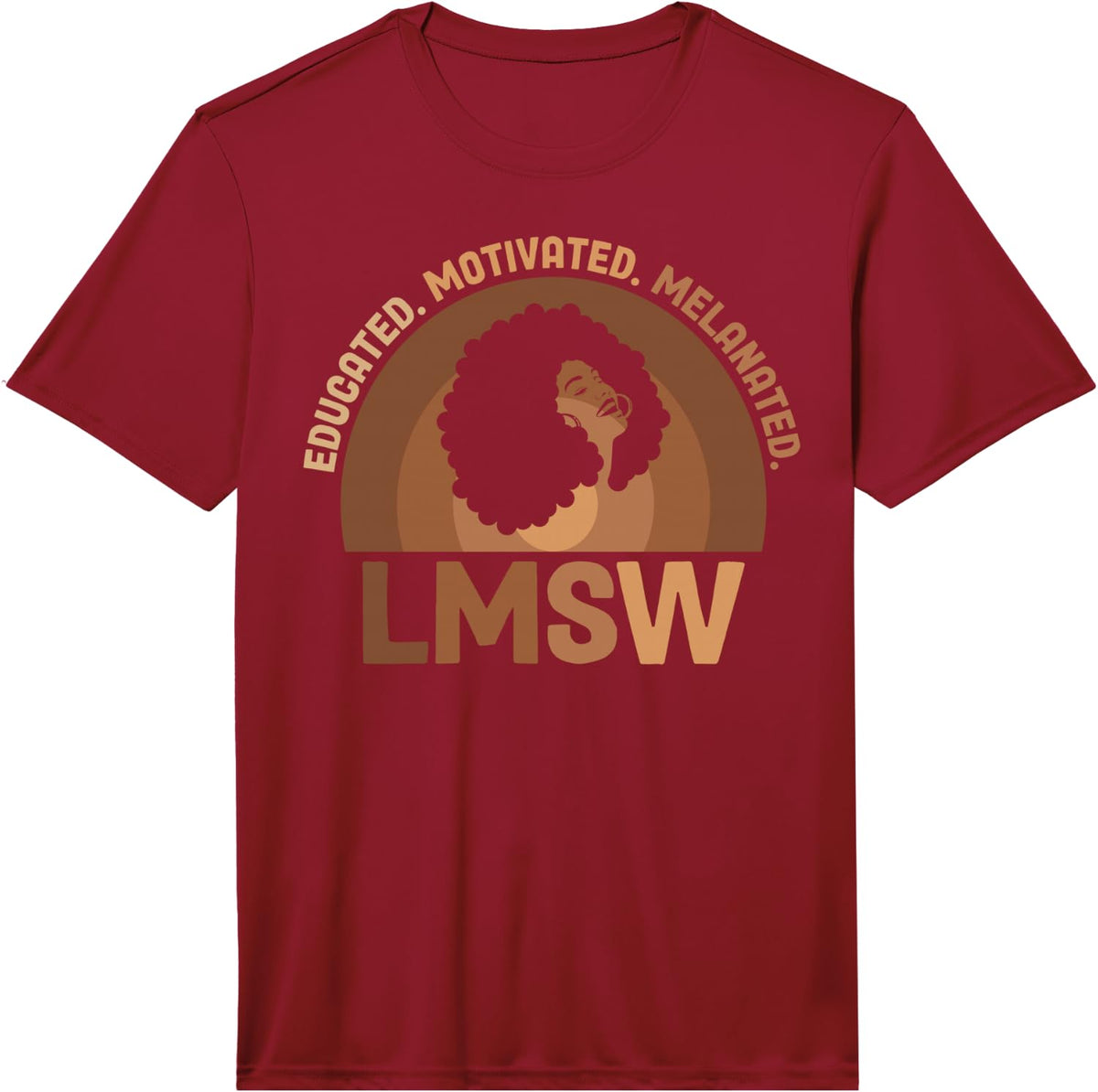 Mens Educated Melanated LMSW Black Licensed Master Social Worker Performance T-Shirt - Red