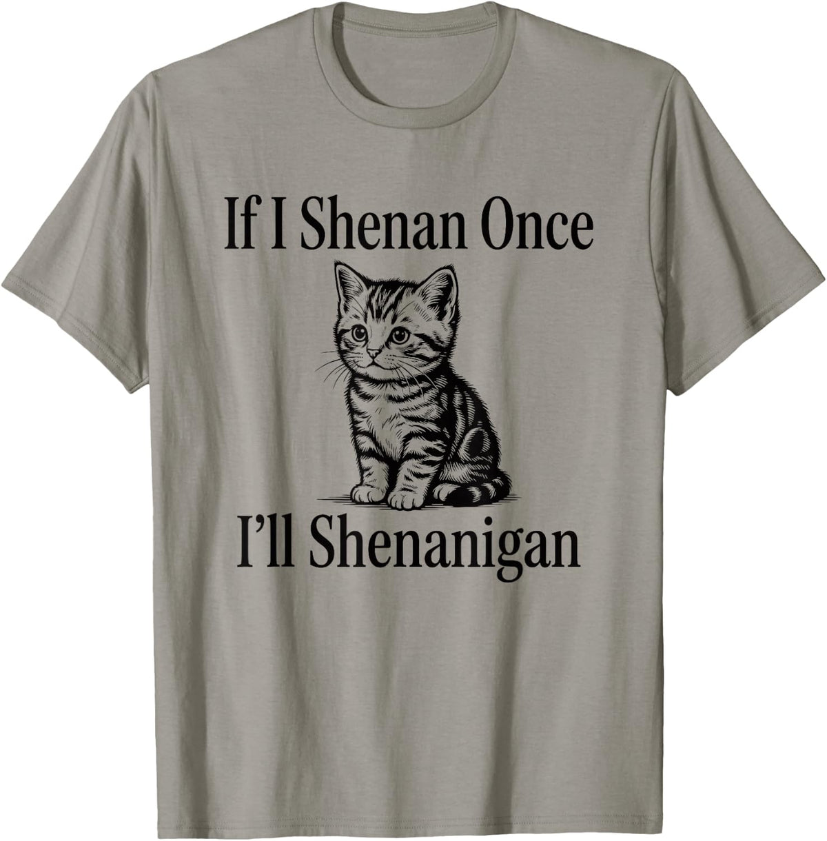 If I Shenan Once I'll Shenanigan Cute Cat St Patricks Day T-Shirt - Slate Grey