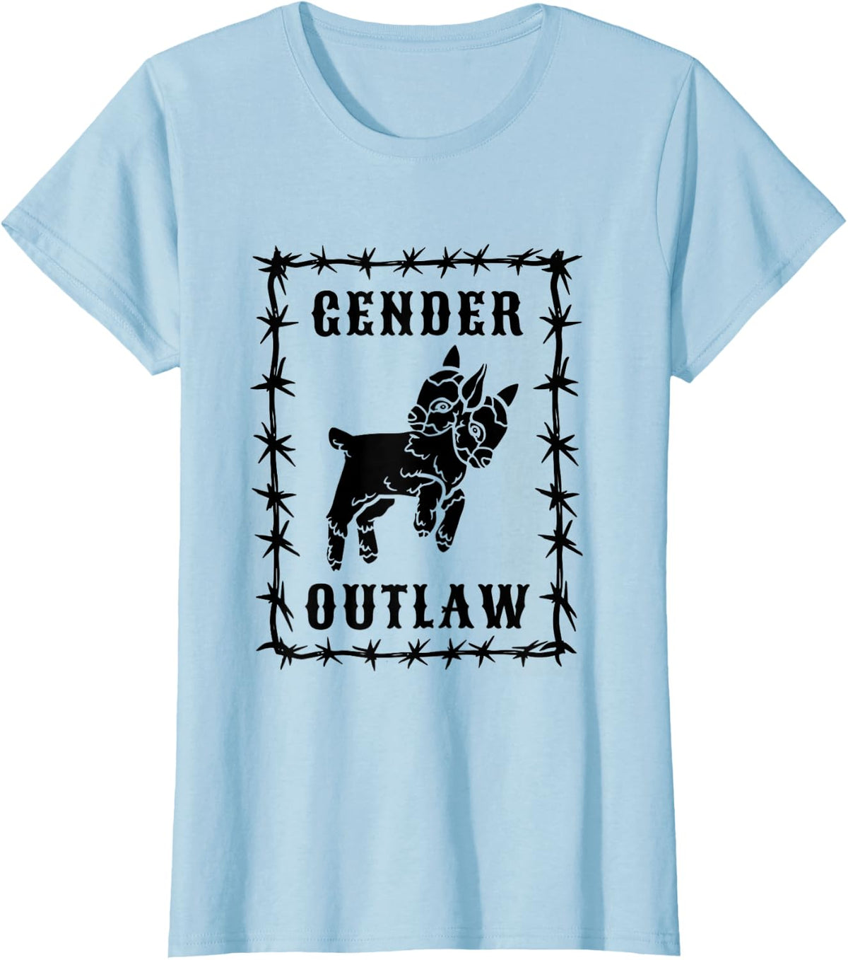 Gender Outlaw Funny Nonbinary Pride Queer Western LGBTQ T-Shirt - Baby Blue
