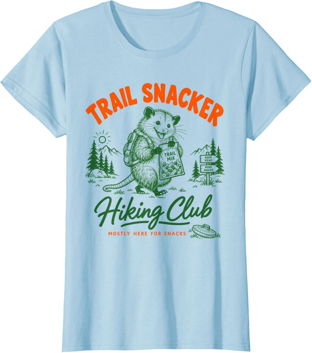 Trail Snacker Hiking Club Opossum T-Shirt - Baby Blue