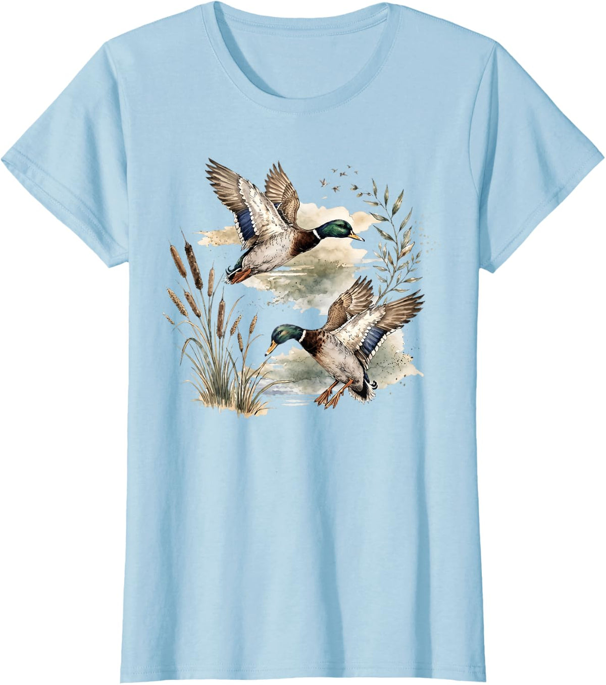 (2 Sided) Funny I Will Praise Him in Every Season Duck Deer T-Shirt - Baby Blue