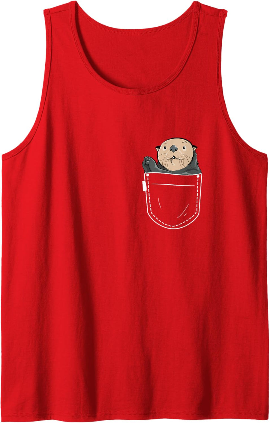 Sea Otter Funny Pocket Animal Otter Lover Birthday Gift Sleeveless Tank Top - Red