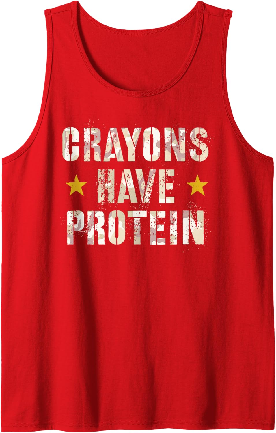 Cute Crayons Have Protein Military Squad Dog Veteran Humor Sleeveless Tank Top - Red