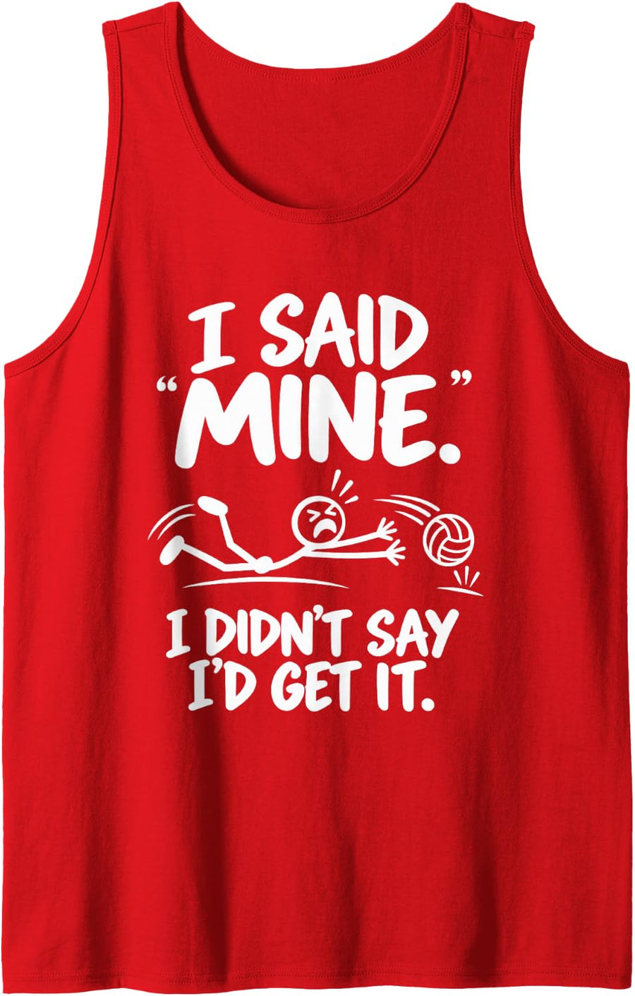 Mine Volleyball Player Stick Figure Funny Sleeveless Tank Top - Red