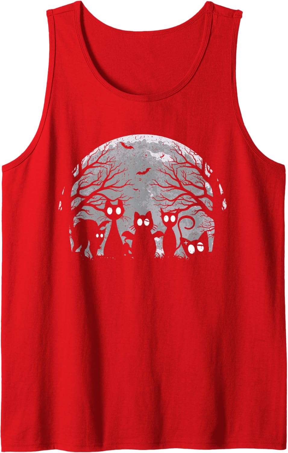 Creepy Cute Cats Alt Goth Grunge Horror Aesthetic Gothic Sleeveless Tank Top - Red