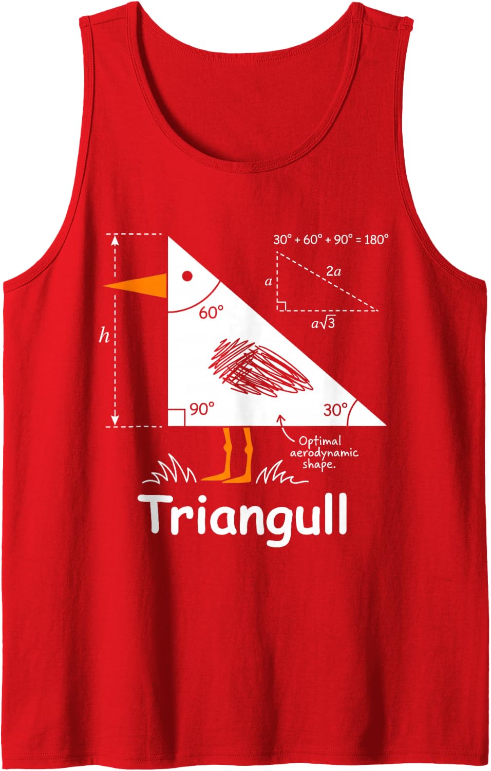 Triangull Triangle Seagull Bird Pun Funny Math Teacher Sleeveless Tank Top - Red