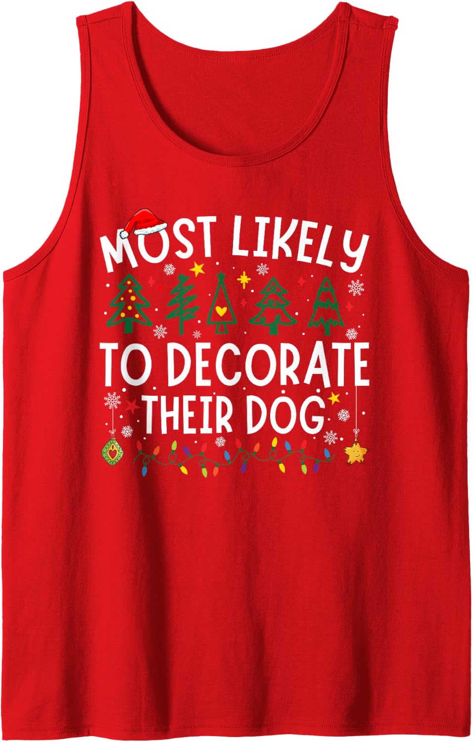 Most Likely to Decorate Their Dog Matching Christmas Sleeveless Tank Top - Red