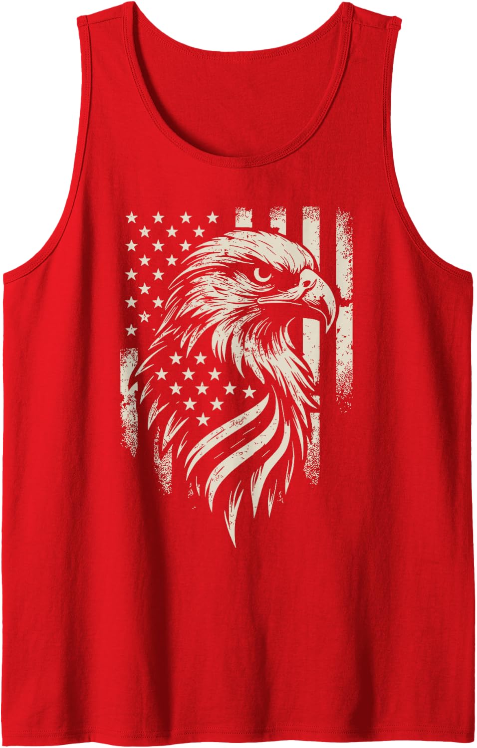 American Flag Bald Eagle Patriotic Tank Top - Red