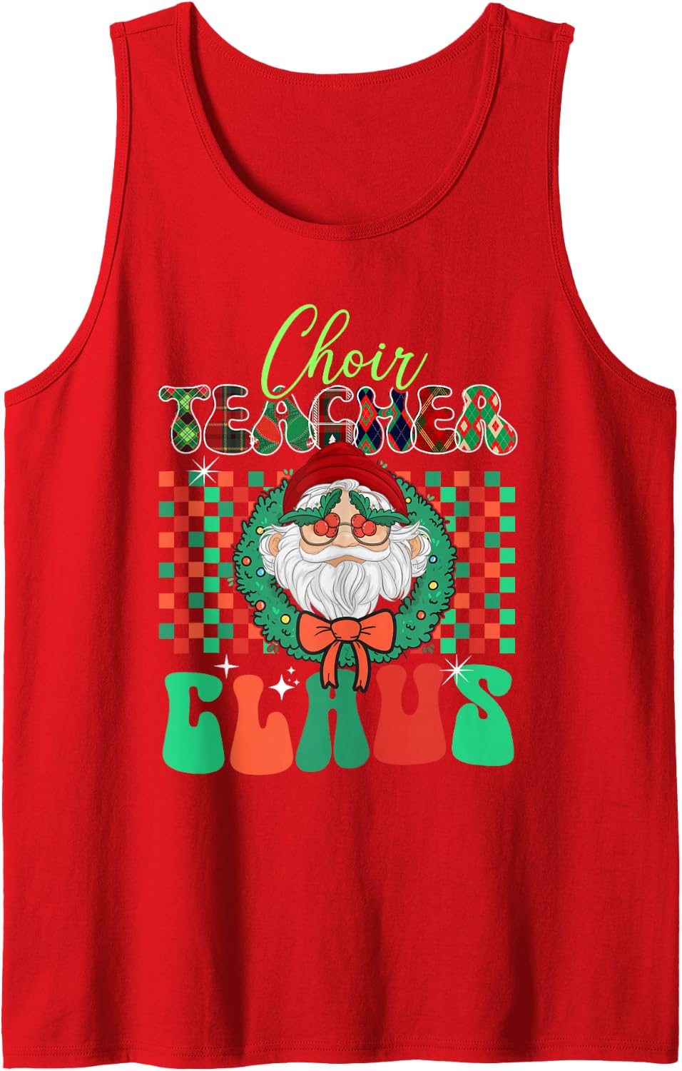 Choir Teacher Santa Claus Matching Christmas Funny Xmas Sleeveless Tank Top - Red