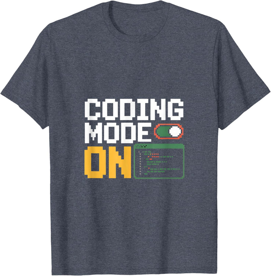 Coding Mode On Programmer Developer Debugging T-Shirt - Heather Blue