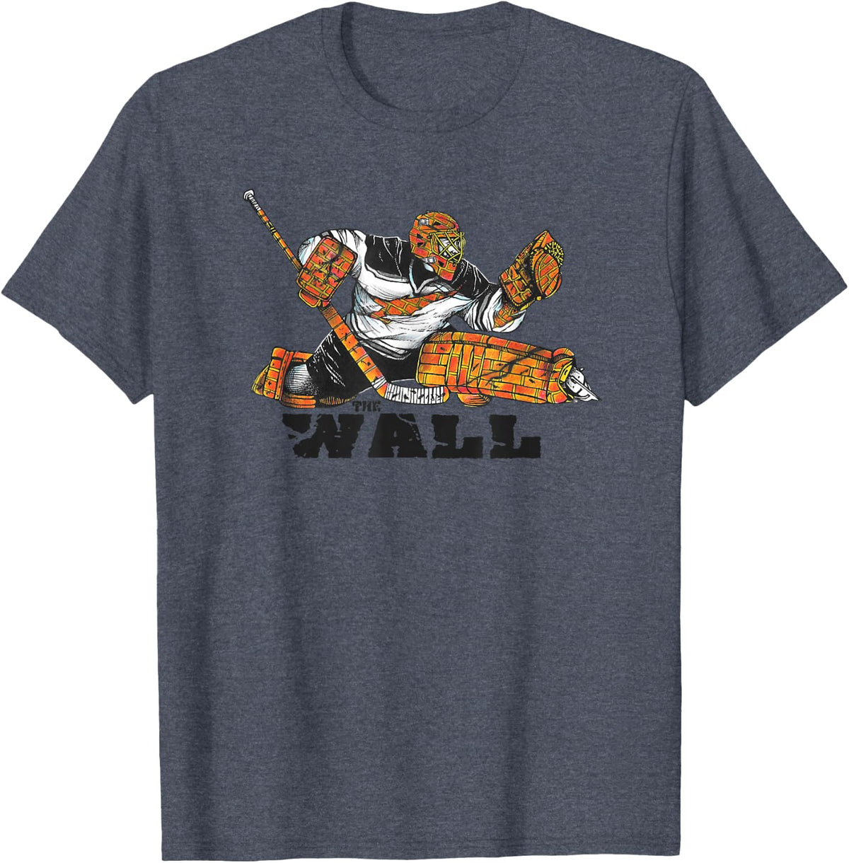 Brick Wall Hockey Goalie - Intl Goalies Union T-Shirt - Heather Blue