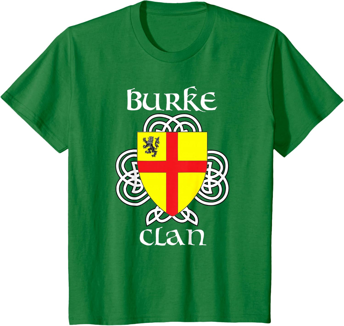 Burke Family Crest Coat of Arms T Shirt T-Shirt - Kelly Green