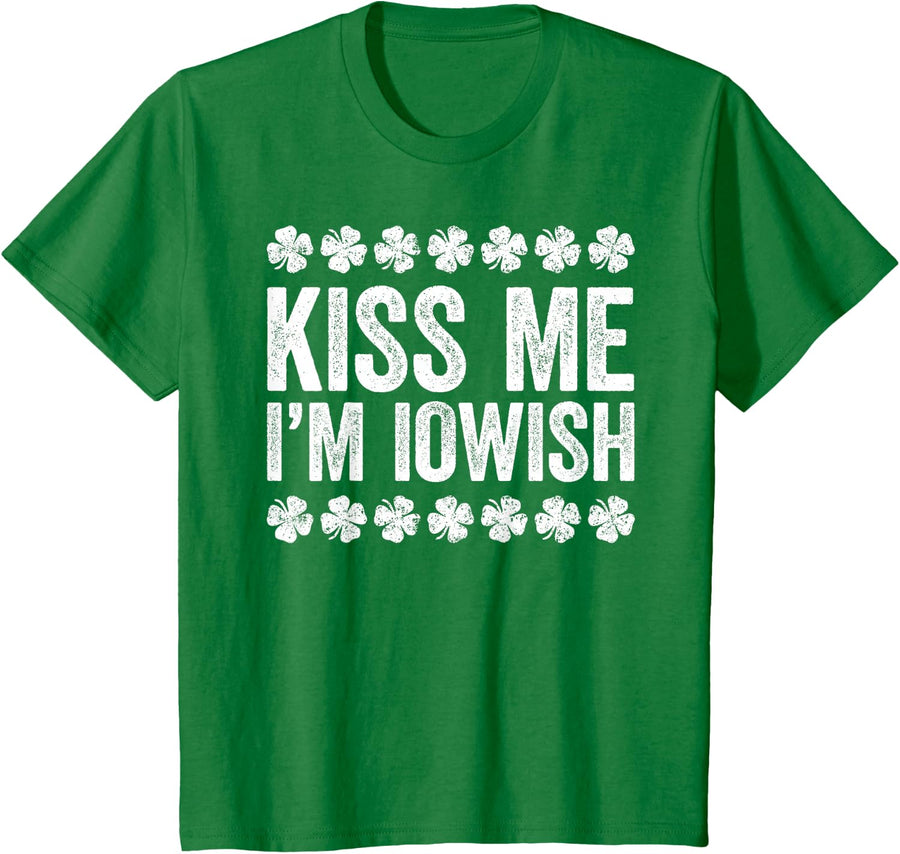 Kiss Me I'm Iowish Shirt Men Women Kids St Patricks Day T-Shirt - Kelly Green