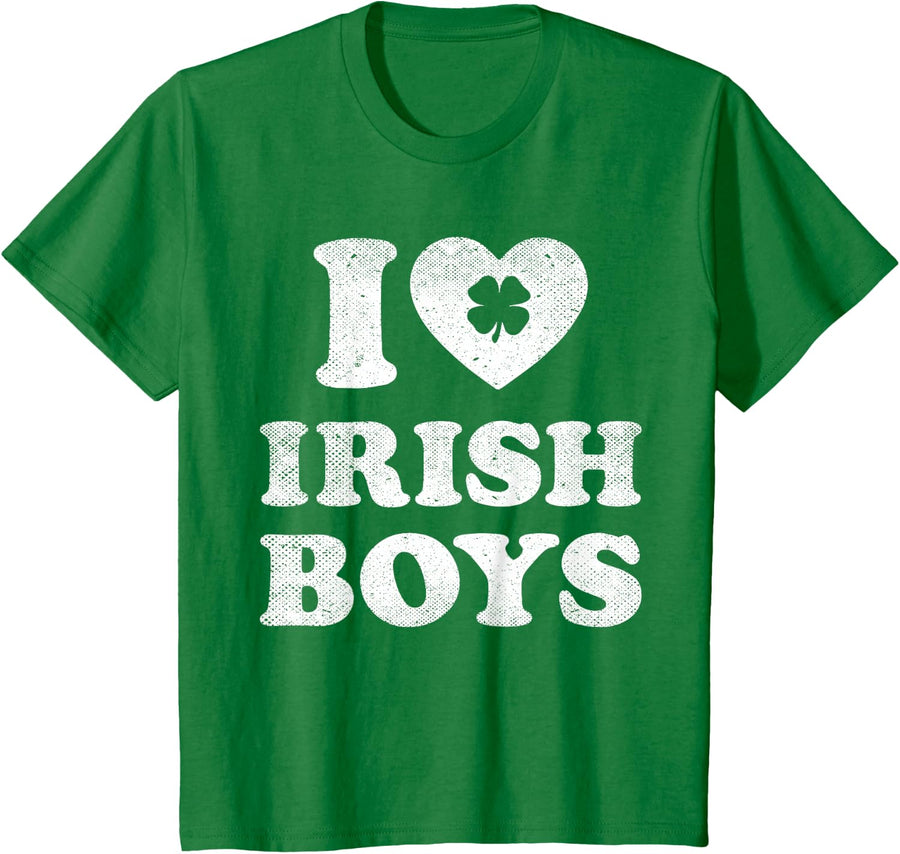 I Heart Irish Boys Shamrock St Patricks Day Outfit Women T-Shirt - Kelly Green