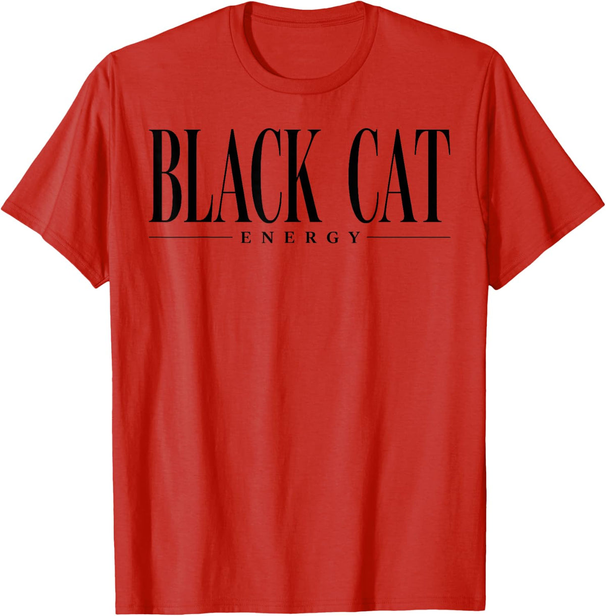 Black Cat Energy Vintage Halloween Girly Fall Spooky Season T-Shirt - Red
