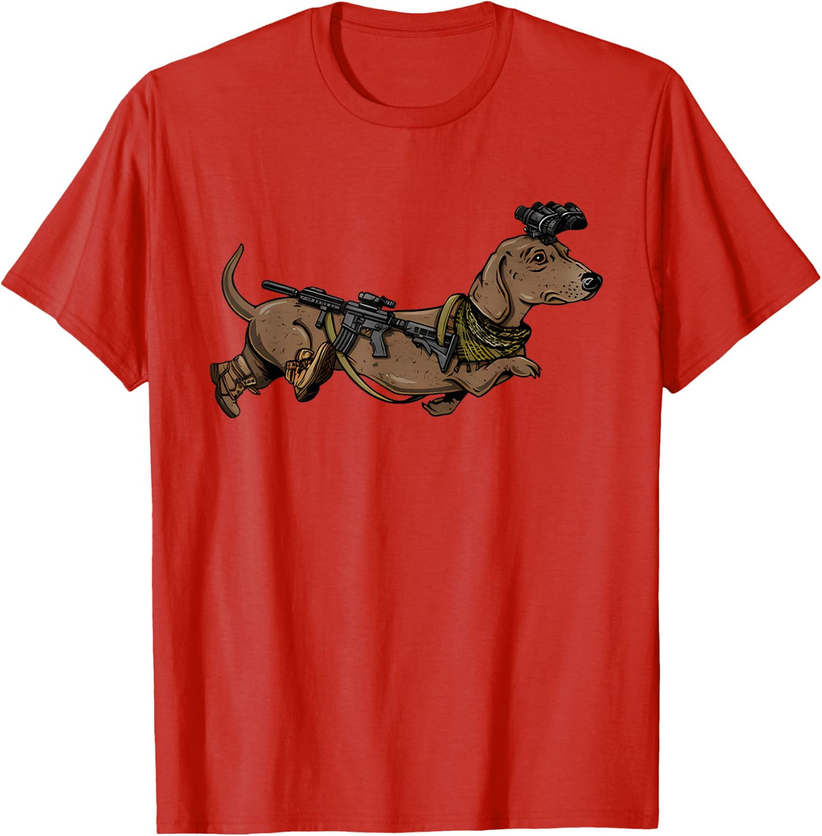 Tactical Dachshund Wiener Dogs Lovers Funny Dog Veteran T-Shirt - Red
