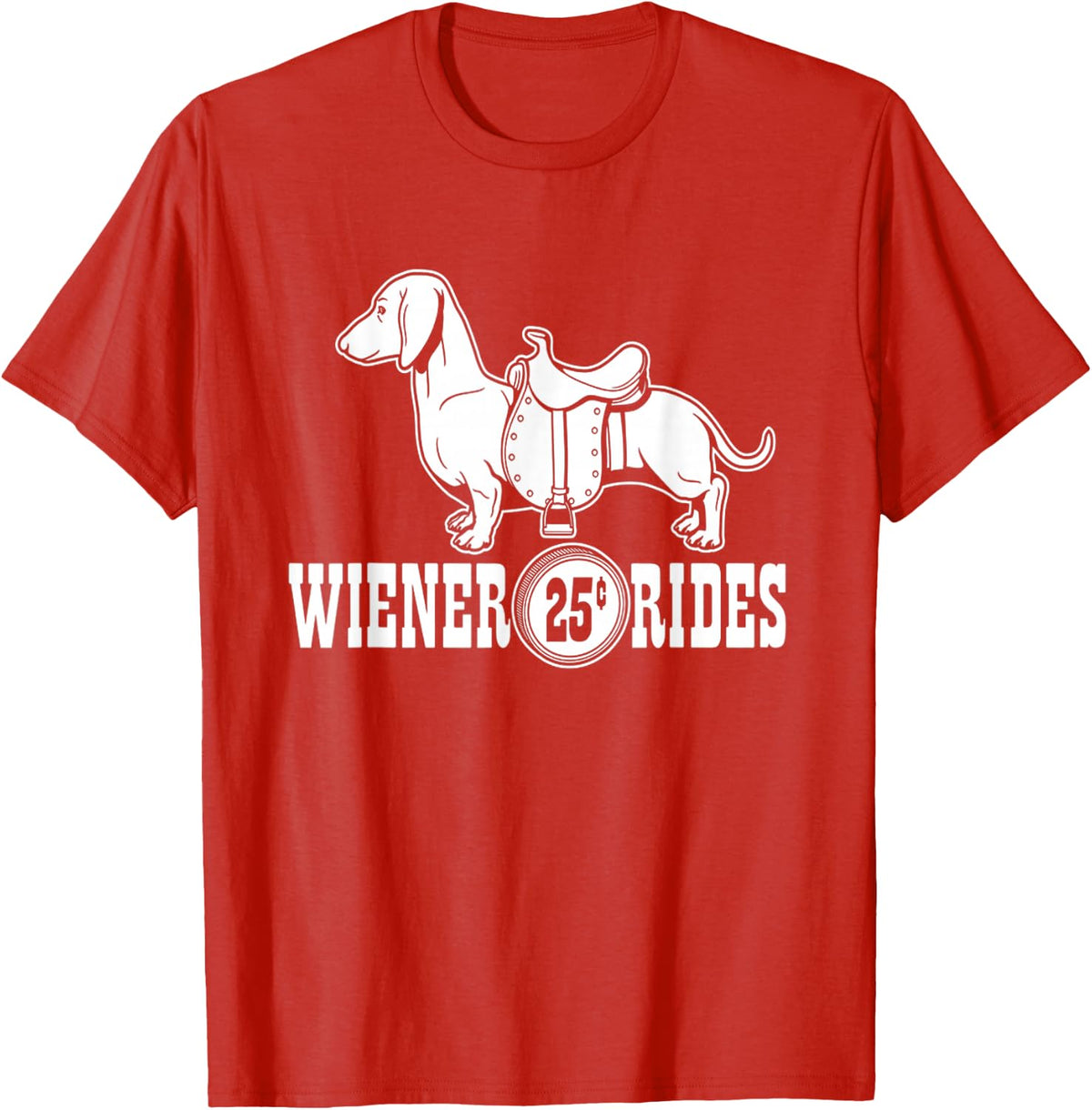 Weiner Rides | Funny Dachshund T- Shirt T-Shirt - Red