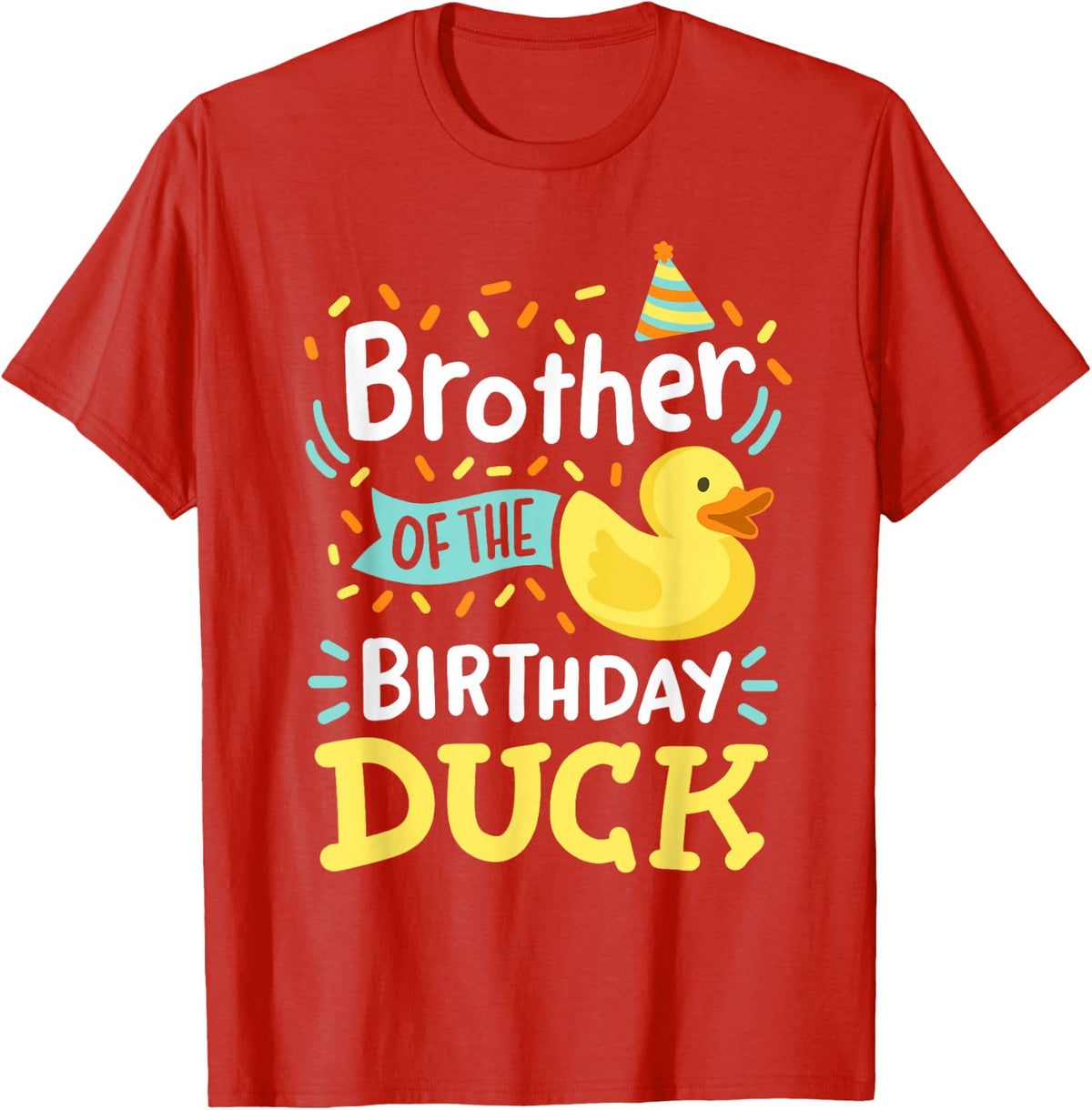 Brother of The Birthday Duck Boy Rubber Duck Bday Family T-Shirt - Red