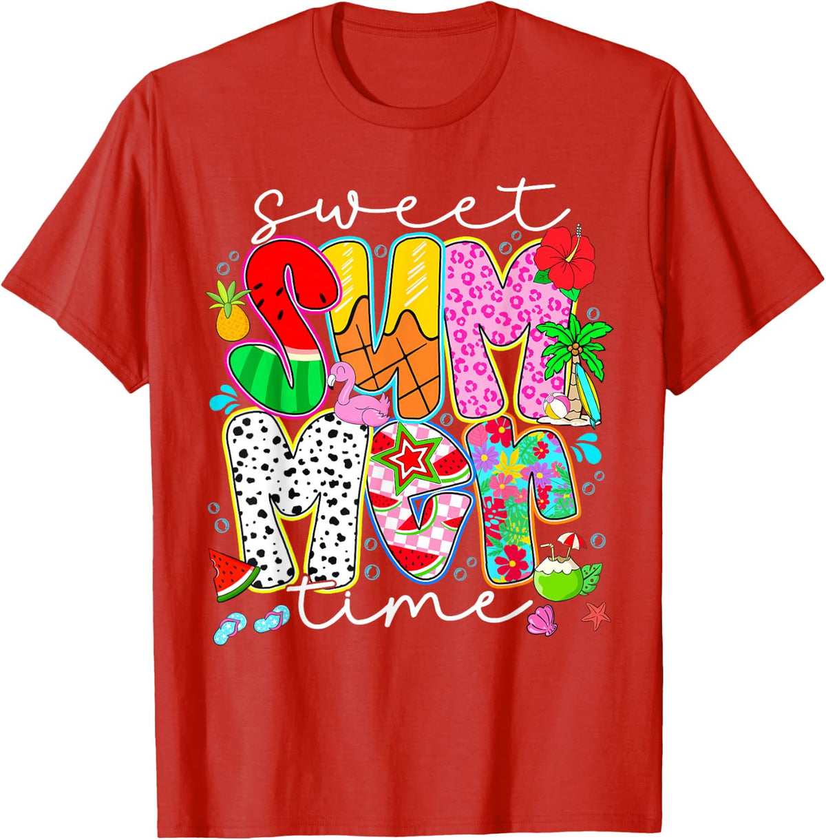 Teacher Off Duty Summer Break Sweet Summer Time Women Girls T-Shirt - Red
