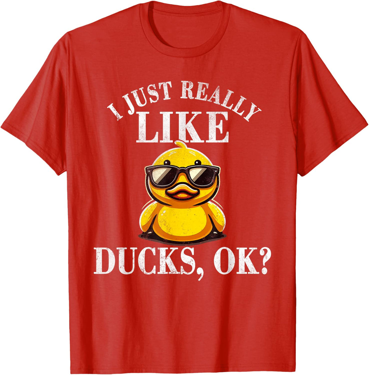 I Just Really Like Ducks Ok Shirt Cute Boys Kids Rubber Duck T-Shirt - Red