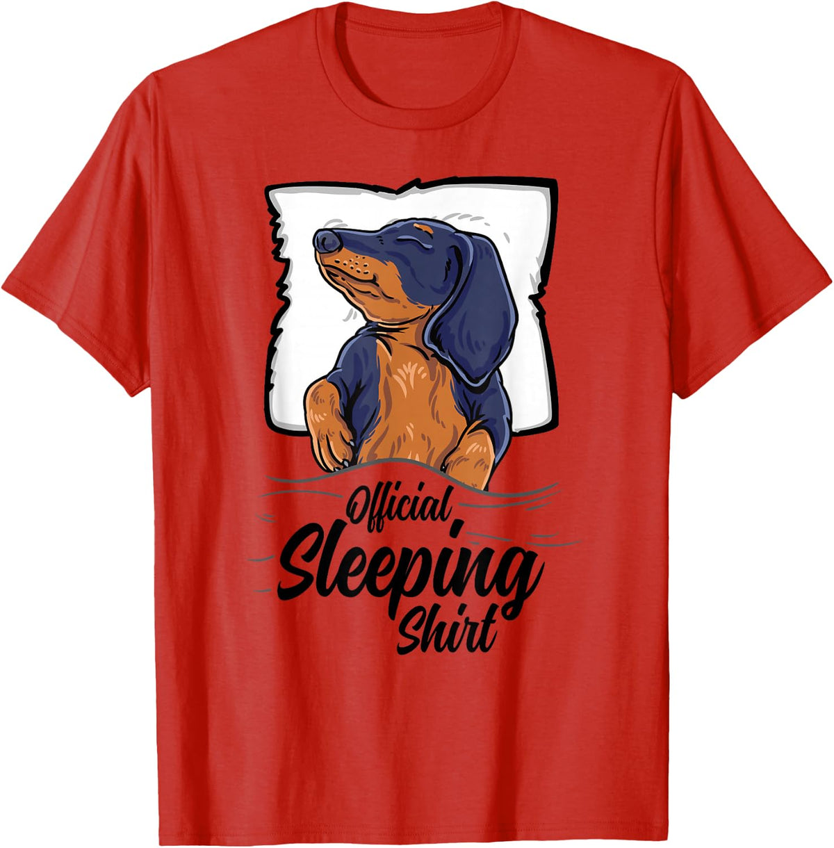 official sleeping Shirt cute dachshund dog sleep nightgown T-Shirt - Red