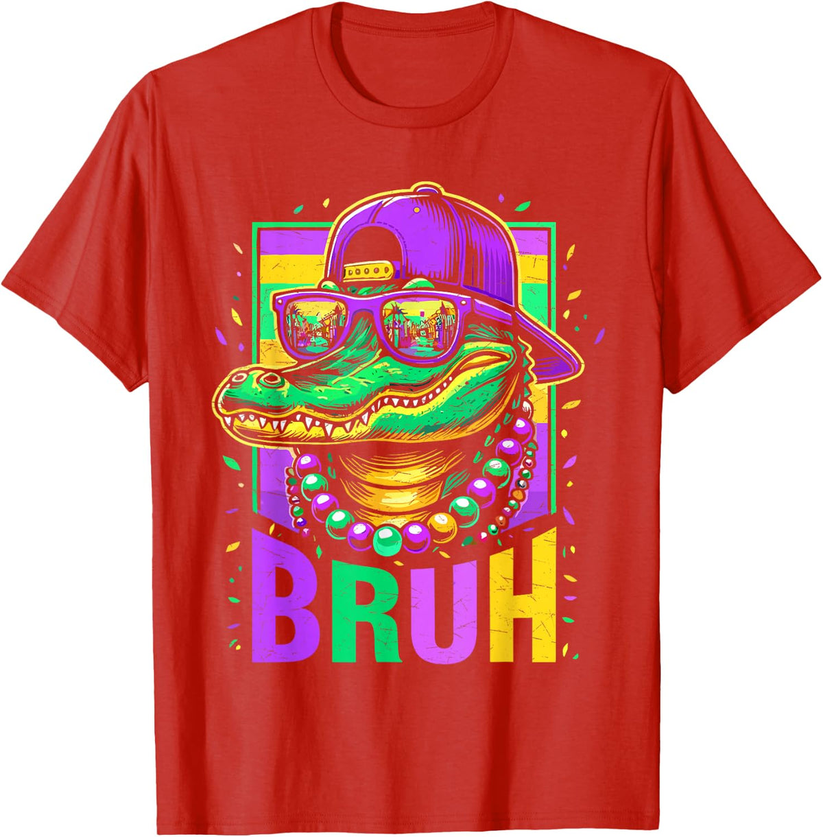Bruh Mardi Gras Costume Teen Boys Men Mardi Gras Kids T-Shirt - Red