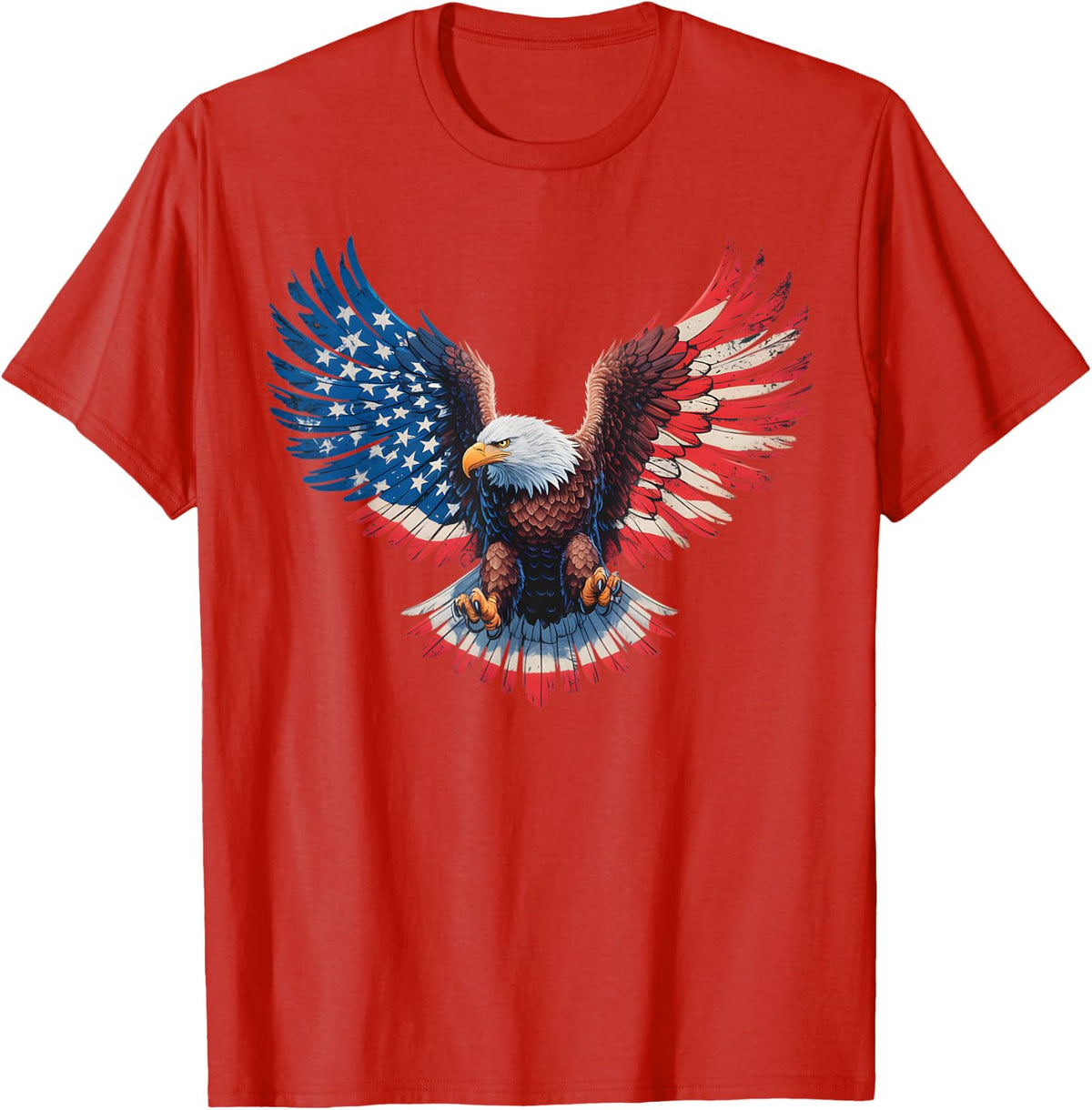 American Flag Bald Eagle Patriotic Pride 4th of July USA T-Shirt - Red