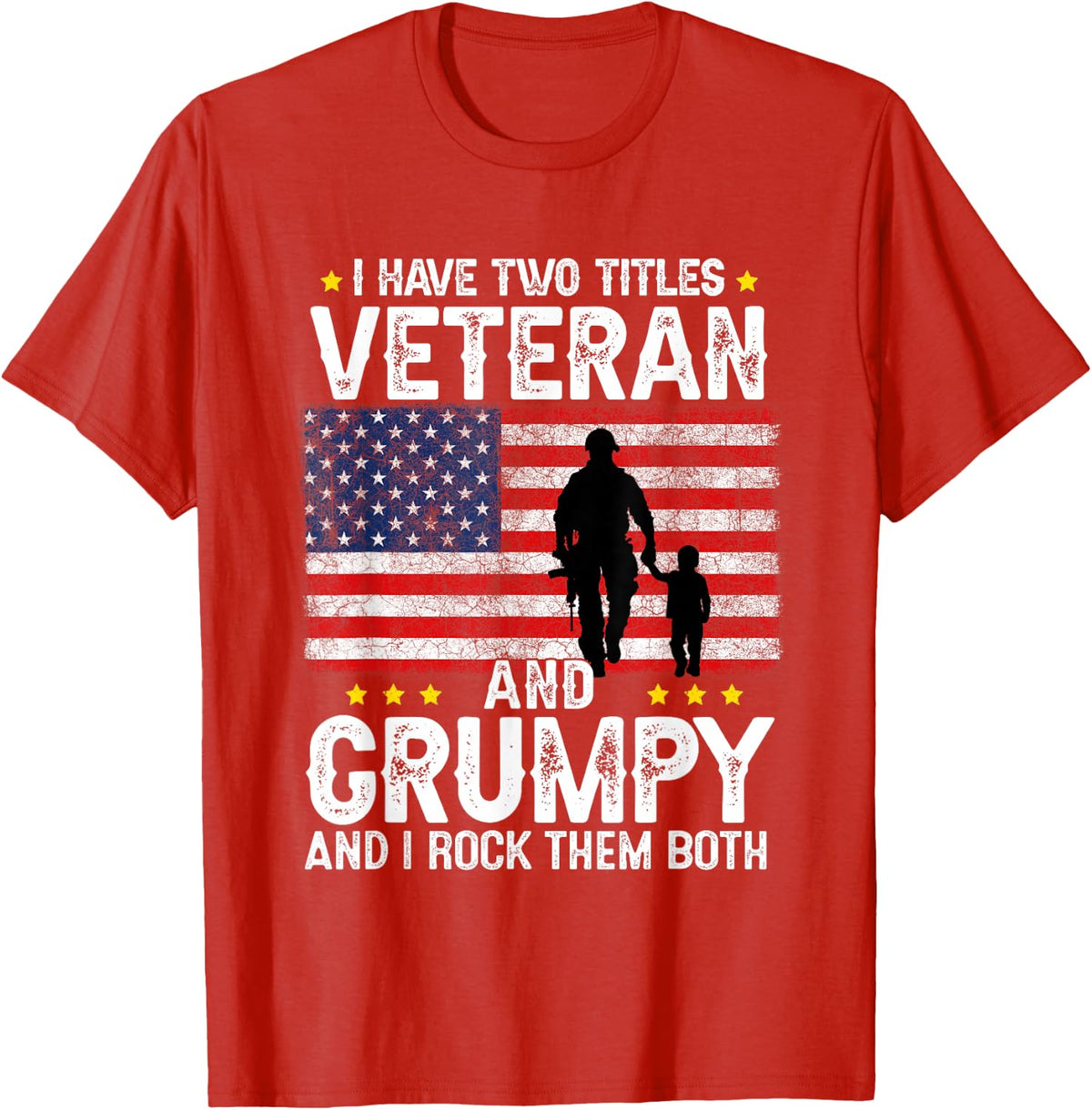 Mens Veteran Grandpa Grumpy Fathers Day Veteran Funny T-Shirt - Red