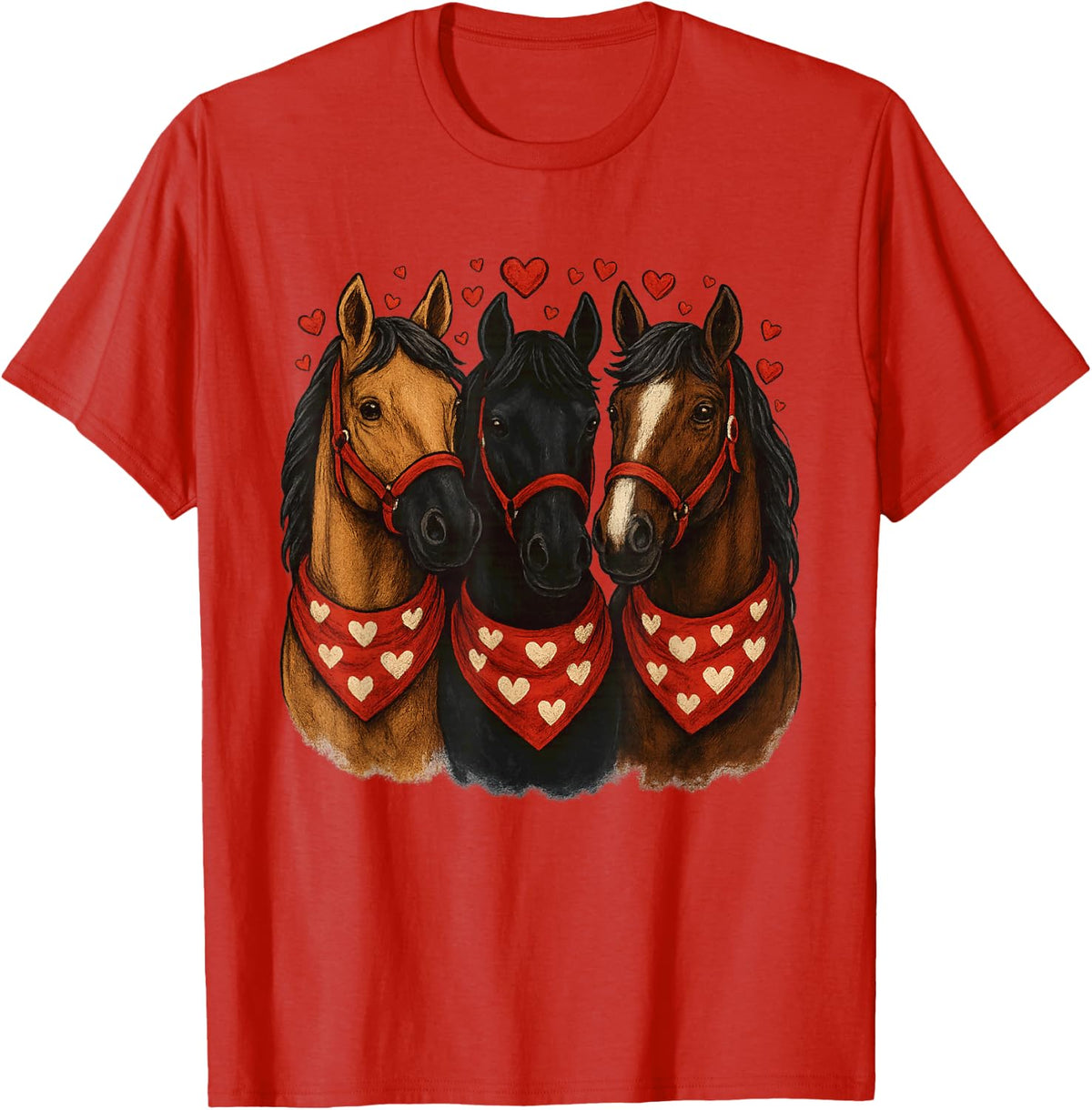 Horse Valentine Valentines Day Cute Horse for Women Girls T-Shirt - Red