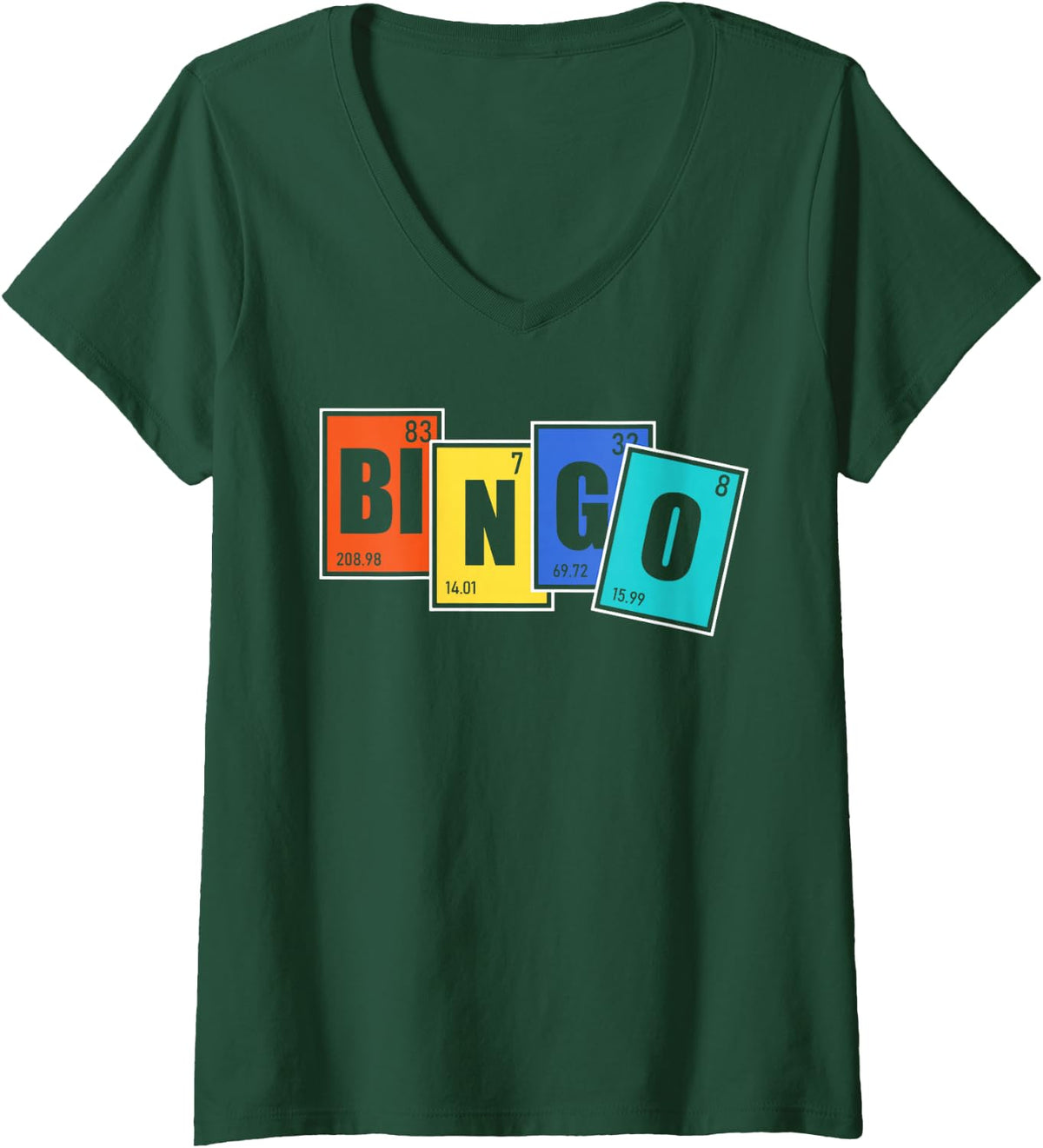 Women's Bingo Periodic Table of Elements - Chemist Chemistry V-Neck T-Shirt - Dark Green