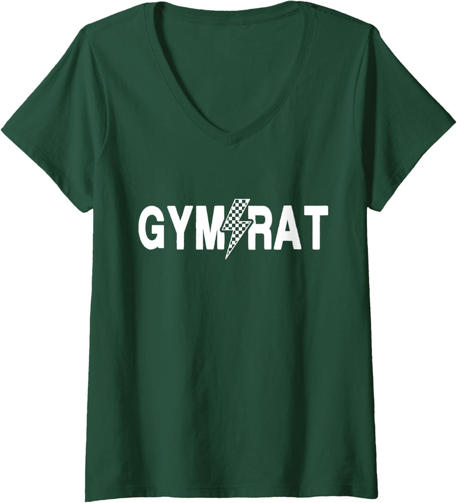 Women's Gym Rat Exercise Workout Fitness Coach Gift Men Women Kids V-Neck T-Shirt - Dark Green