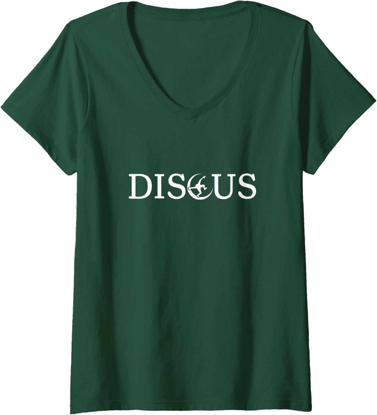 Women's Track and Field Discus Throwing Athlete V-Neck T-Shirt - Dark Green