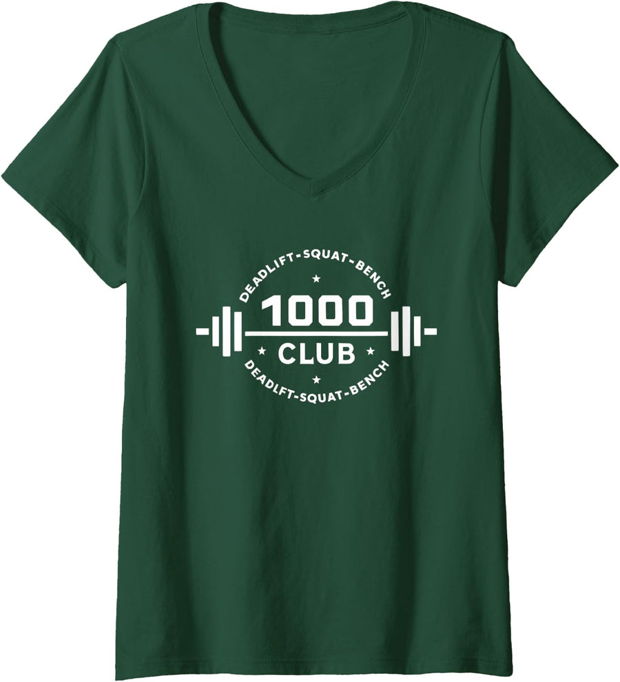 Women's 1000 LB Club Body Building Workout Gym Weightlifter V-Neck T-Shirt - Dark Green