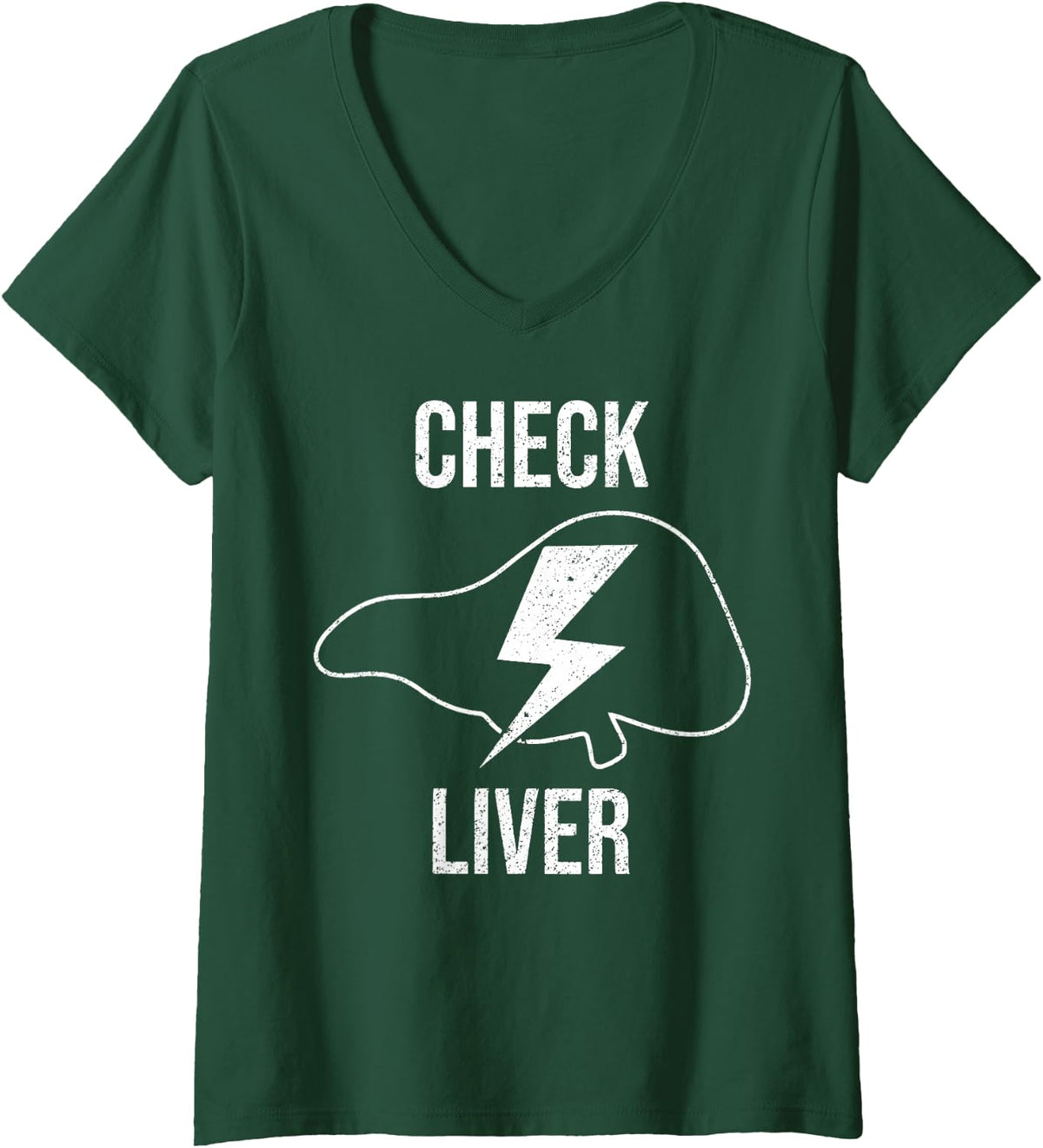 Women's Check Liver Funny Green Sharm Rock Patrick Day V-Neck T-Shirt - Dark Green