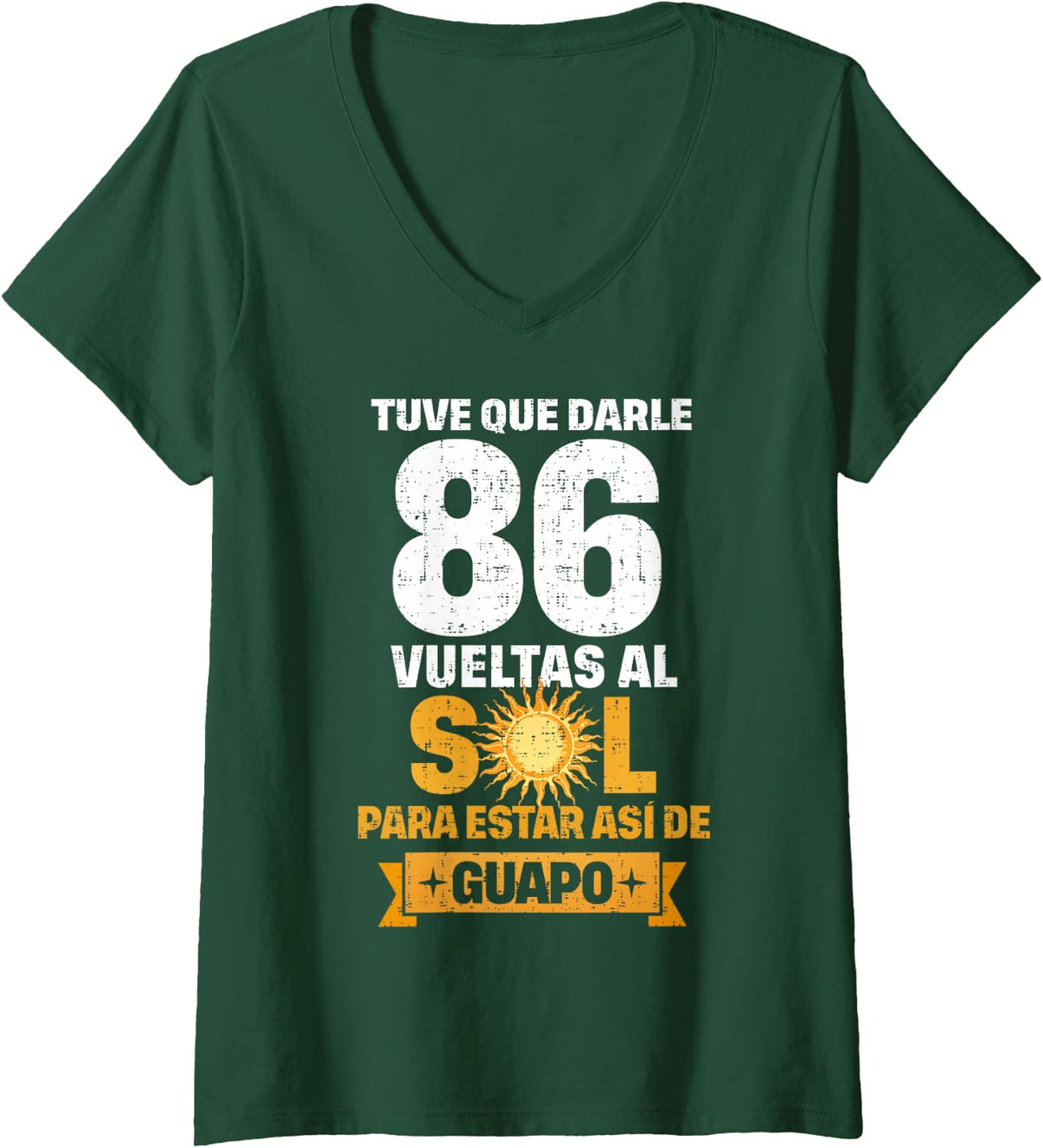 Women's 86th Birthday Gift for Men in Spanish Regalo cumpleanos 86 V-Neck T-Shirt - Dark Green